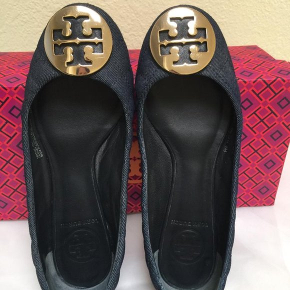 Tory Burch - Denim Quainn Ballet Flat-Quilted - Picture 7 of 8